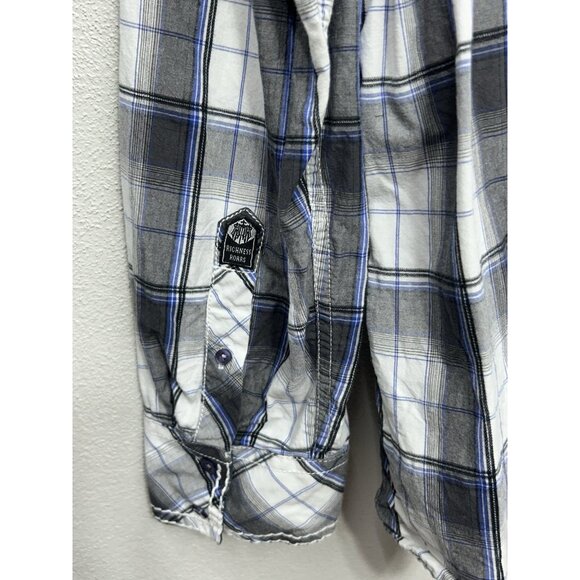 Buckle Roar Button Up Shirt Mens 2XL XXL Plaid Embroidered Long Sleeve Biker - Picture 7 of 9
